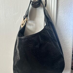 Michael Kors Black Snake Print Hobo Bag